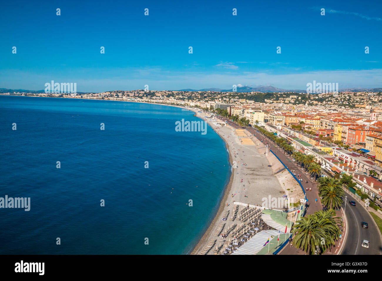 Strand von Nizza in Südfrankreich Stockfoto