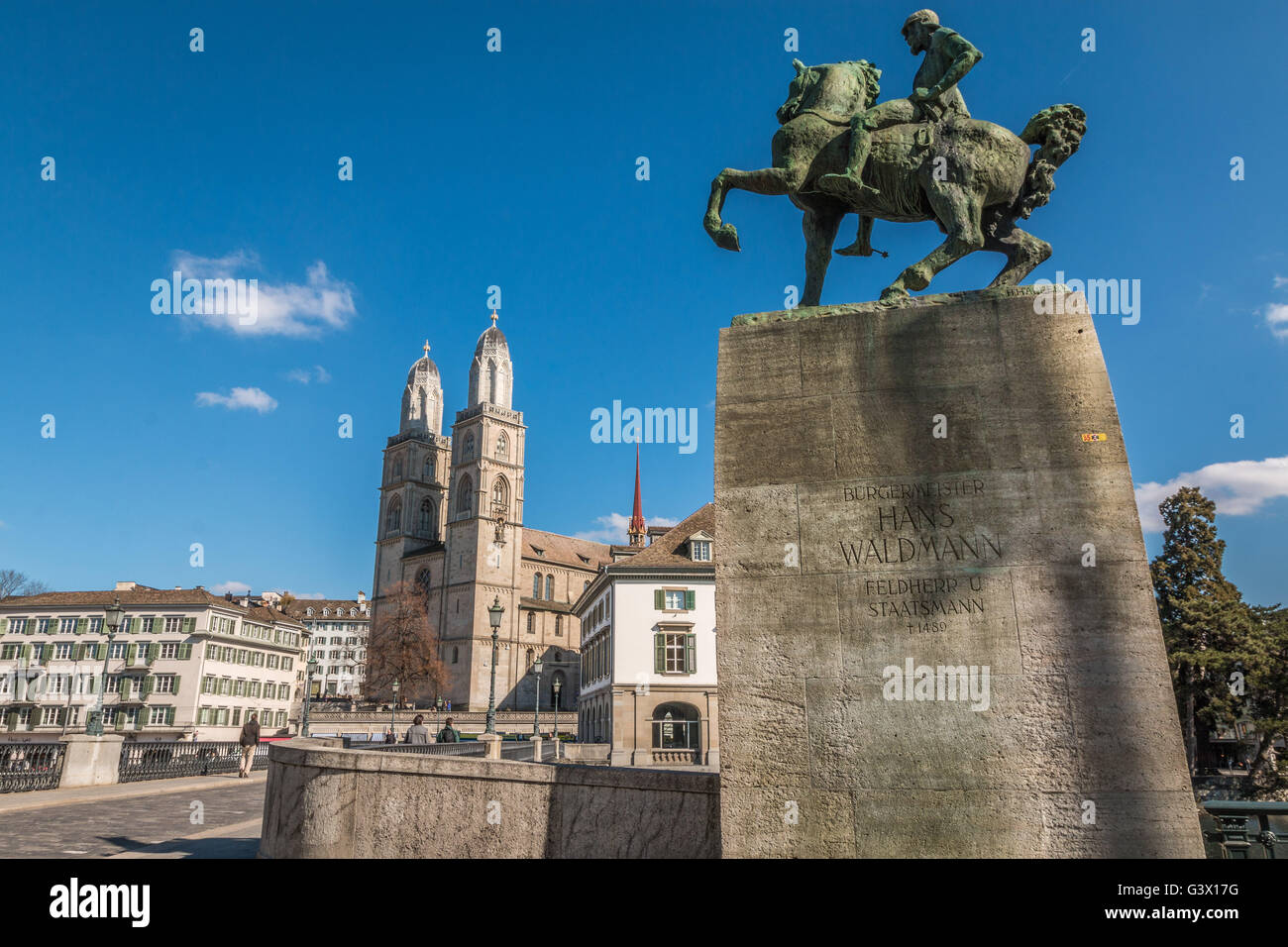 Grossmünster, Zürich Stockfoto