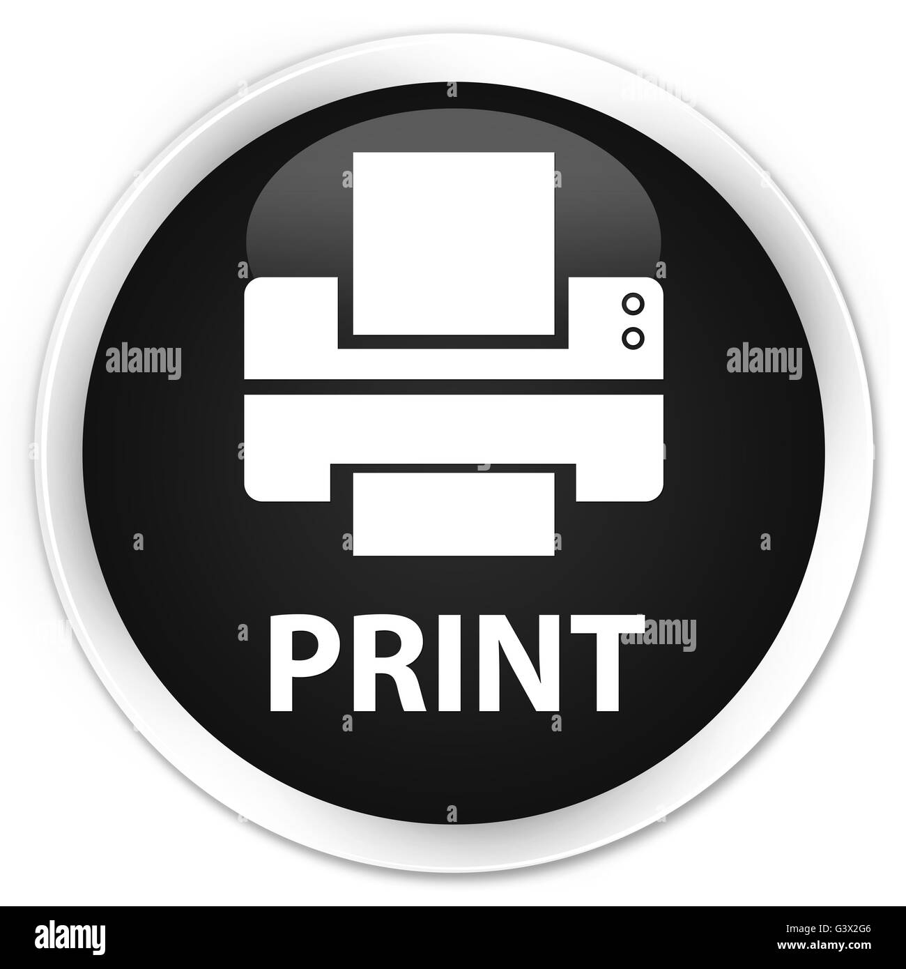Drucken (Druckersymbol) isoliert auf Premium schwarz Runde Taste abstrakte Abbildung Stockfoto