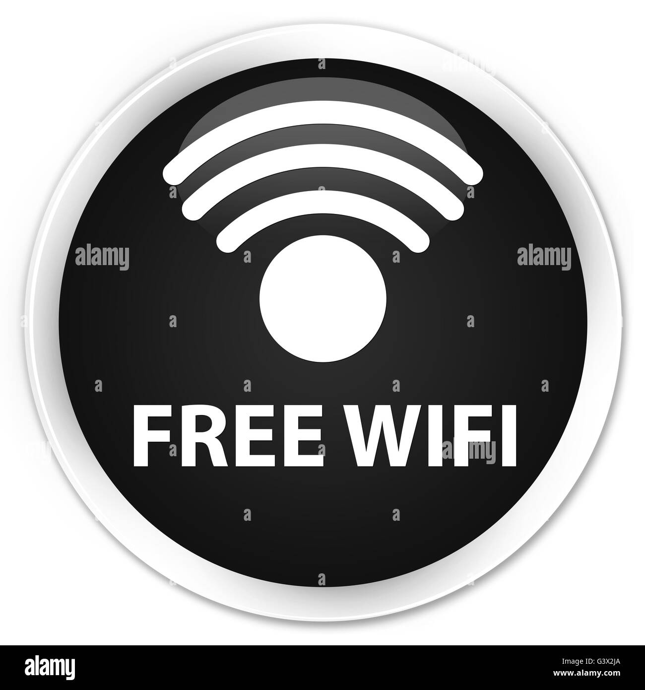 Kostenloses Wifi, isoliert auf Premium schwarz Runde Taste abstrakte Abbildung Stockfoto
