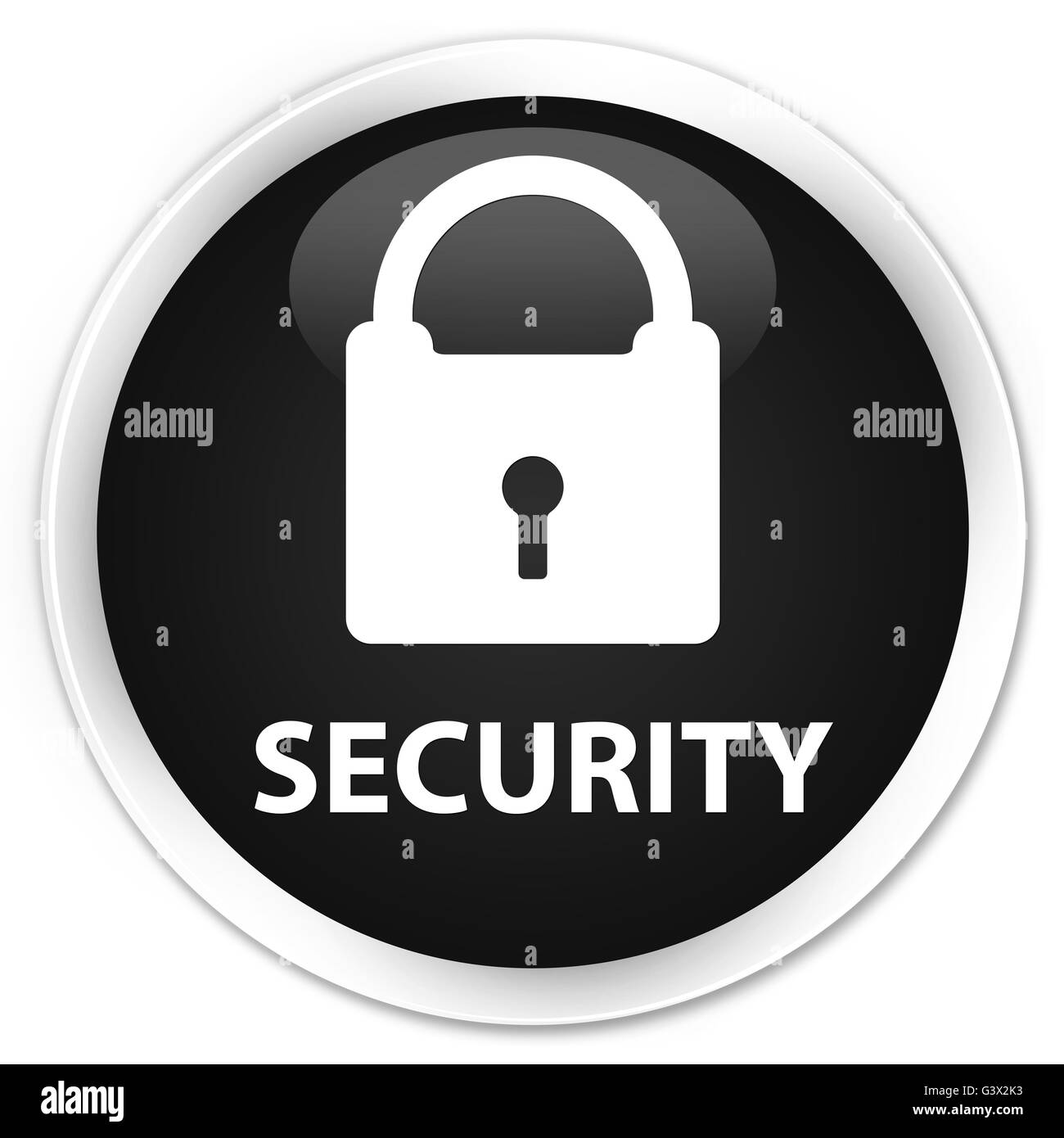 Sicherheit (Vorhängeschloss-Symbol) isoliert auf Premium schwarz Runde Taste abstrakte Abbildung Stockfoto