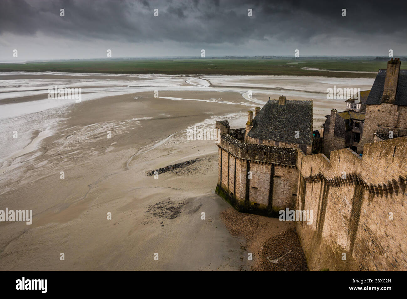 Landschaft in Mont Saint Michel in der Normandie Frankreich Stockfoto