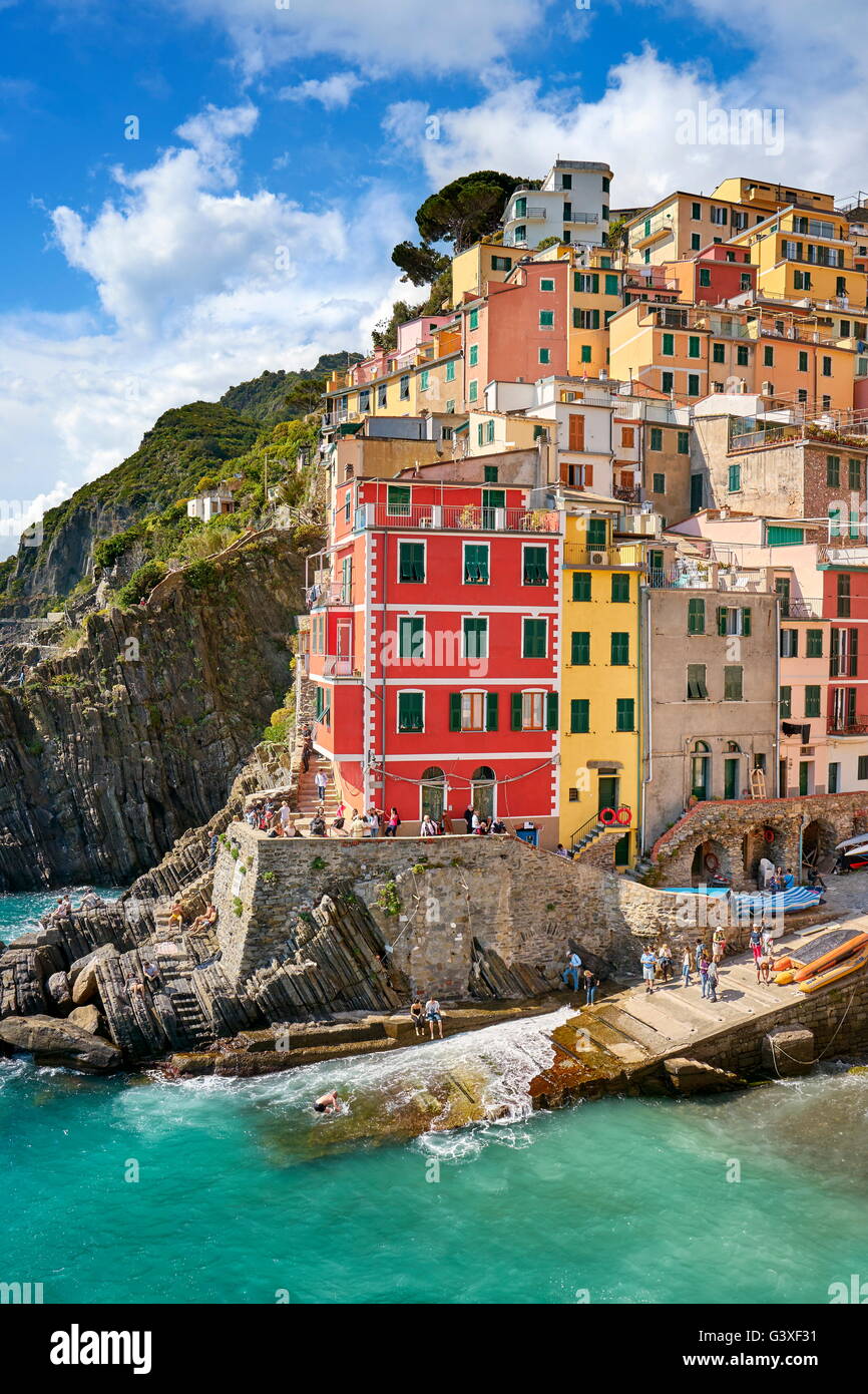 Riomaggiore Cinque Terre, Ligurien, Italien Stockfoto