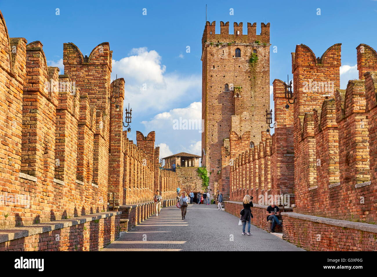 Castelvecchio Brücke, Altstadt von Verona, Venetien, Italien Stockfoto