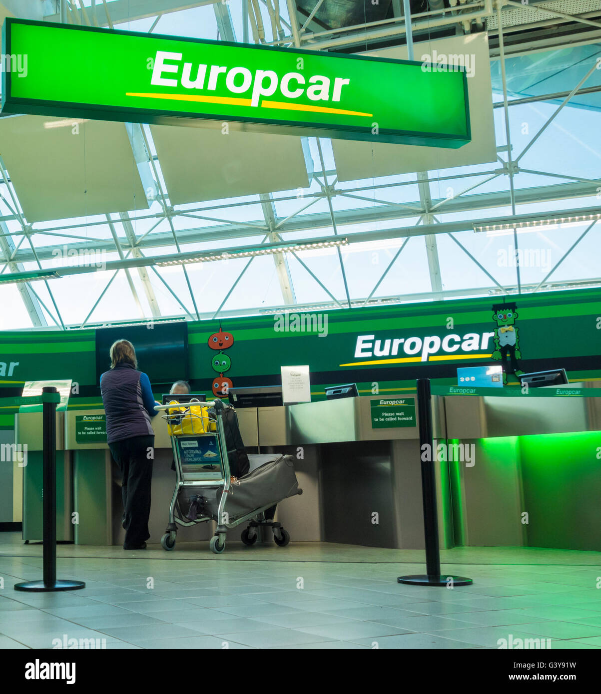 Europcar Auto mieten Rezeption in Newcastle Airport. England. UK Stockfoto