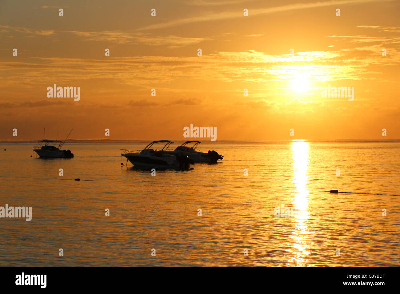 Sonnenuntergang am Le Morne Mauritius Stockfoto