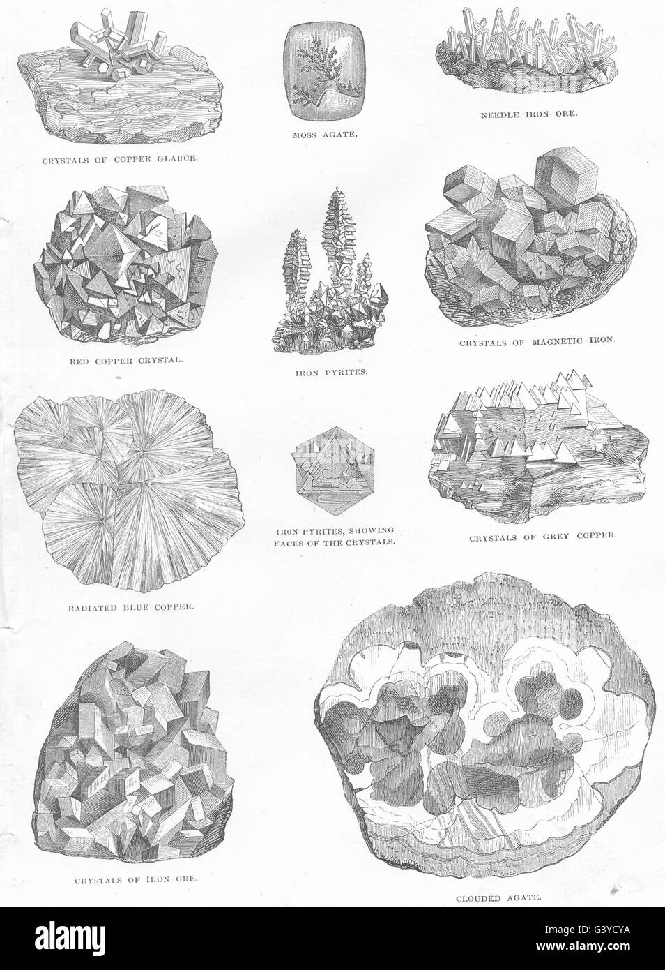 Mineralien: Kristalle Cu Glauke; Moosachat; Eisen-Pyrit, roten Kristall ...