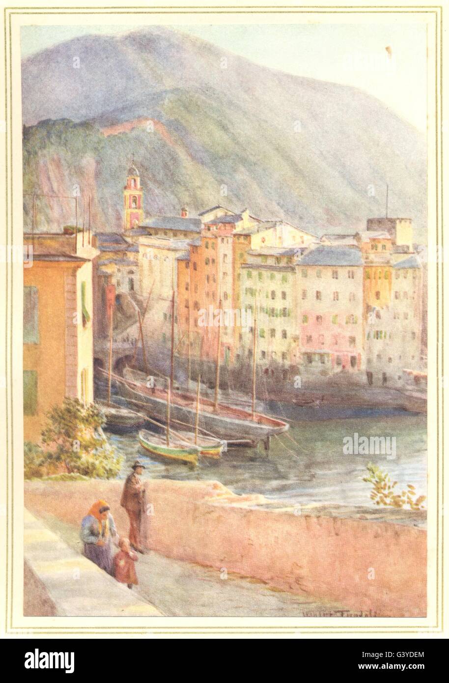 Italien: Der Hafen von Camogli, antique print 1912 Stockfoto
