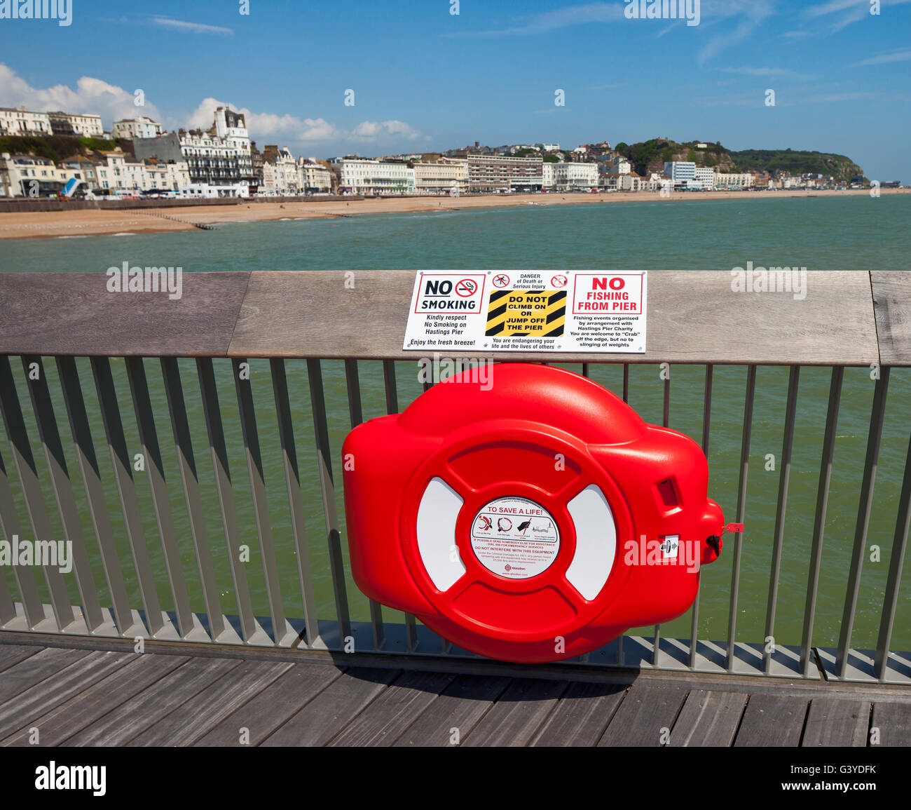 Hastings Pier Lebensretter. Stockfoto