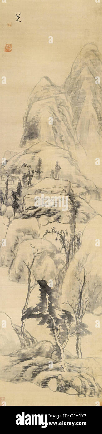 Bada Shanren - Landschaft im Stil von Huang Gongwang Stockfoto