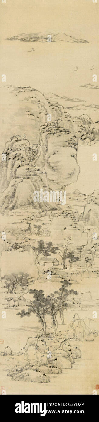 Bada Shanren - Landschaft im Stil von Ni Zan (1301-1374) Stockfoto