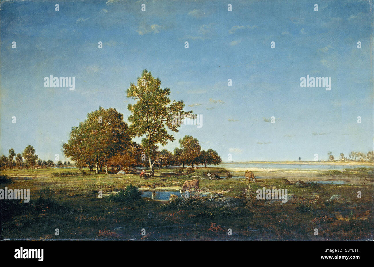 Théodore Rousseau - Landschaft mit einem Büschel von Bäumen Stockfoto