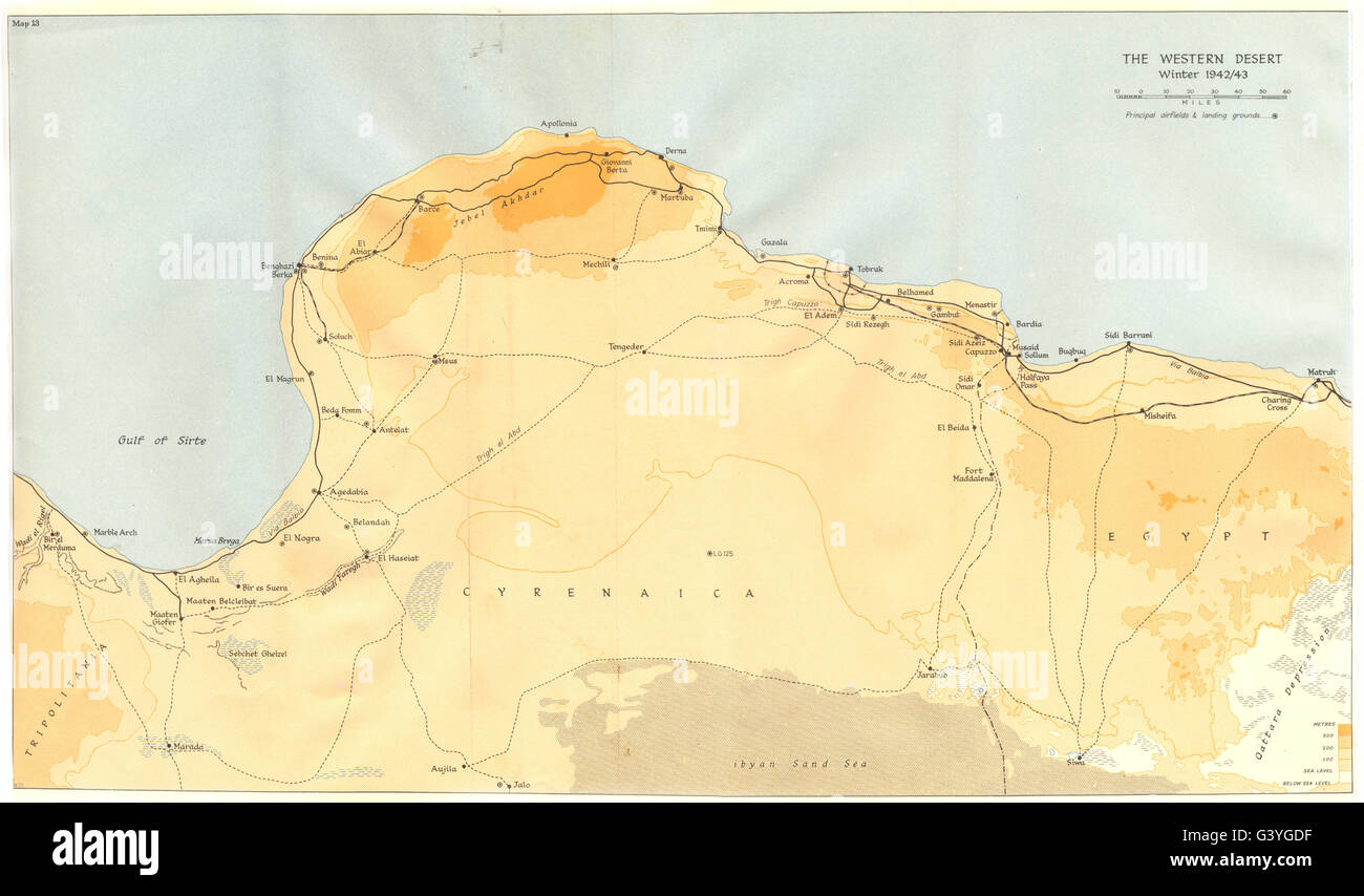 Libyen: Verfolgung, El Agheila 4-23 Nov): Western Desert Winter 1942 / 43, 1966 Karte Stockfoto