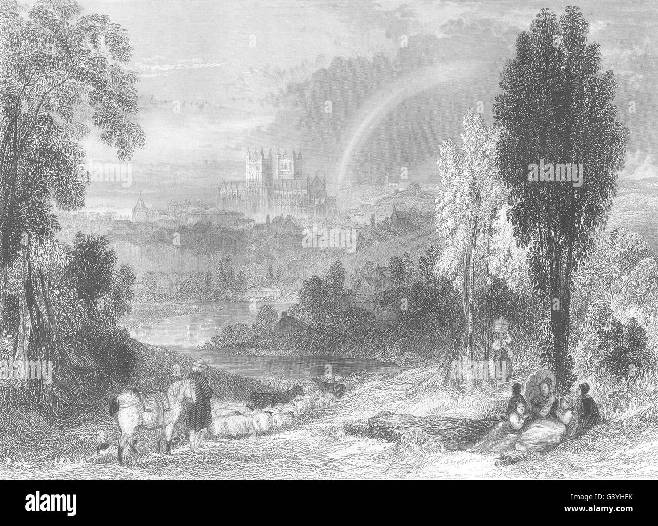 DEVON: Exeter, antiken Druck 1850 Stockfoto