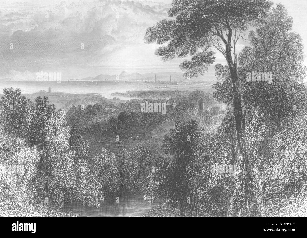 Schottland: Ayrshire: Ayr, antiken Druck 1850 Stockfoto