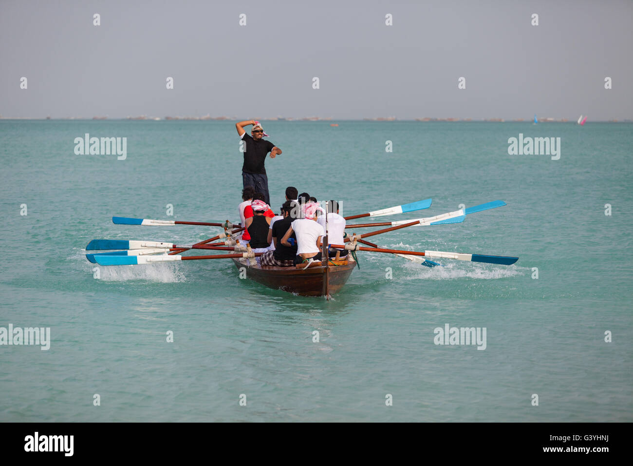 Wettbewerb im Senyar, Katara Cultural Village, Doha Rudern. Stockfoto
