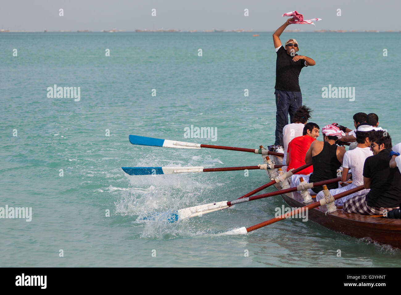 Wettbewerb im Senyar, Katara Cultural Village, Doha Rudern. Stockfoto