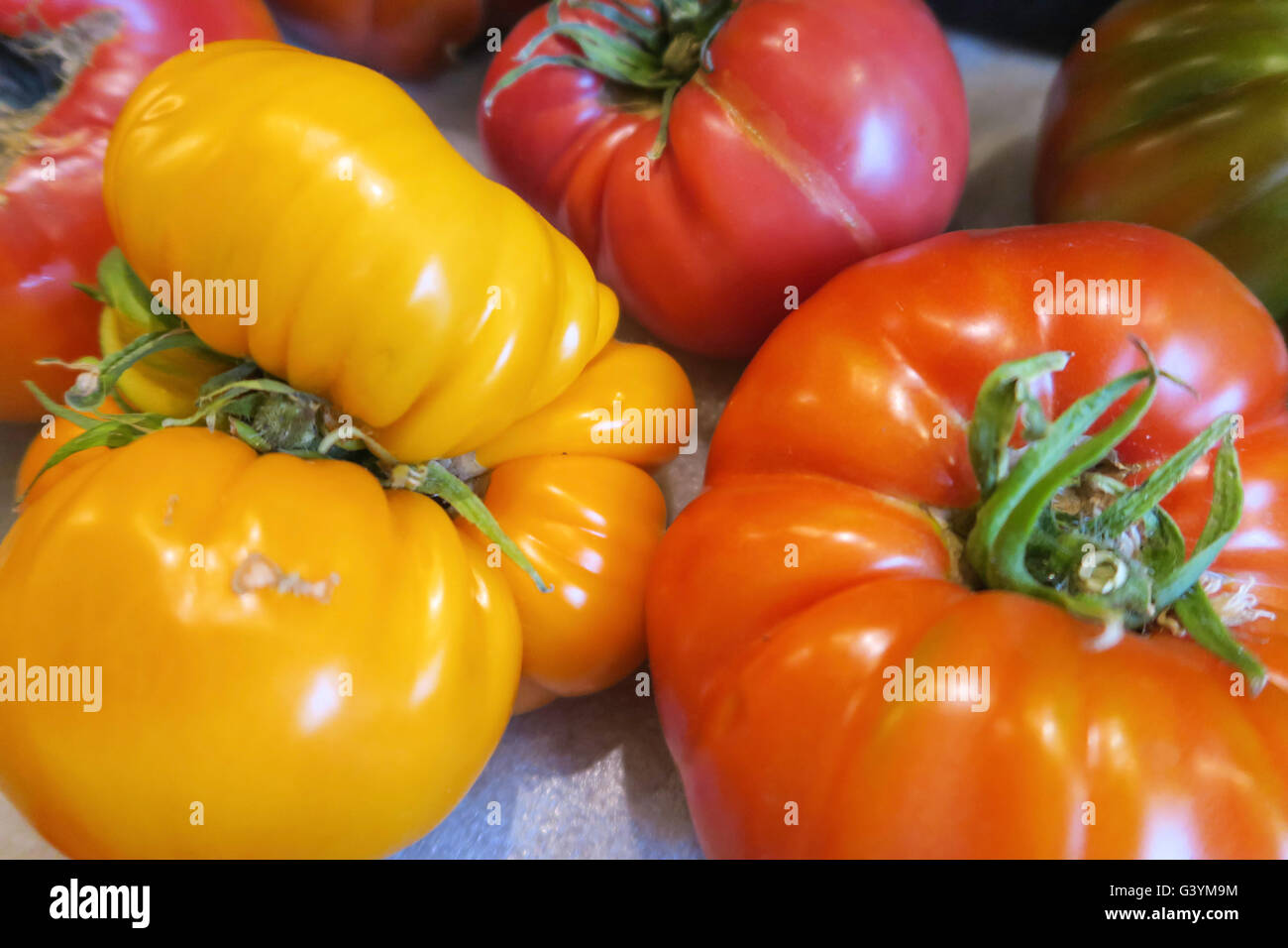 Heirloom Tomaten, Lebensmittelmarkt, Grand Central Terminal, NYC, USA Stockfoto