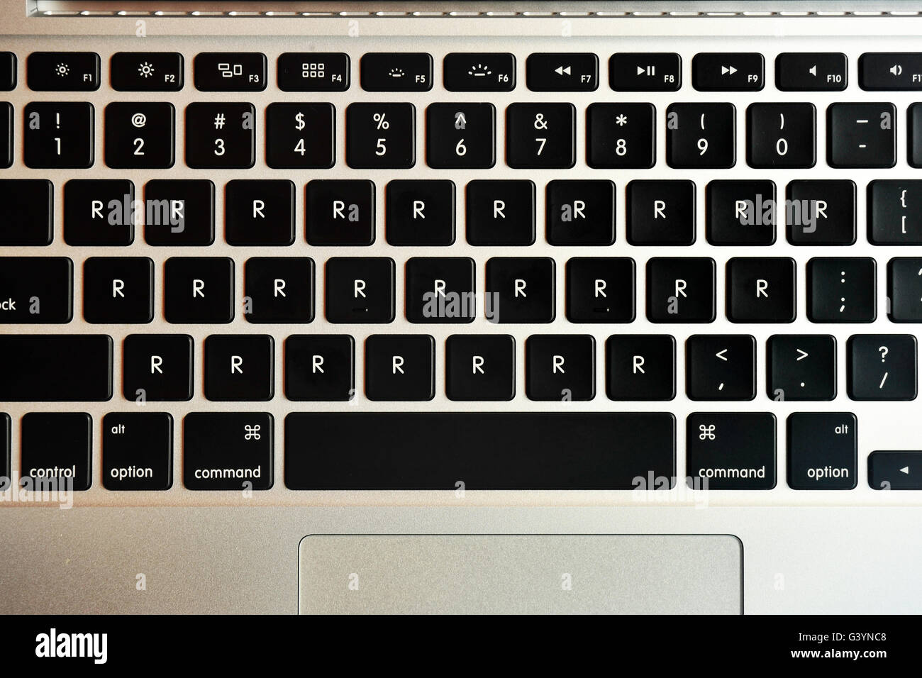 Eine R-Schlüssel auf einem MacBook Pro Laptop-Tastatur Stockfoto