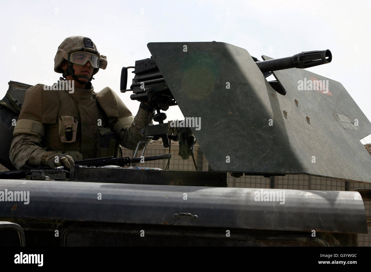 MK-19 automatische Grenade Launcher Kanonier. Stockfoto