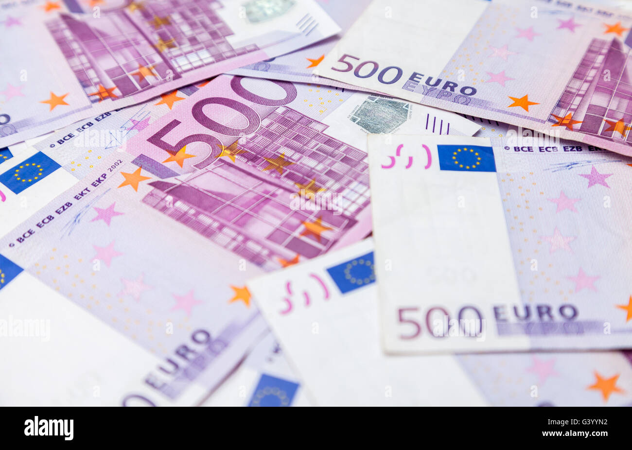 fünfhundert Euro-Banknoten Stockfoto