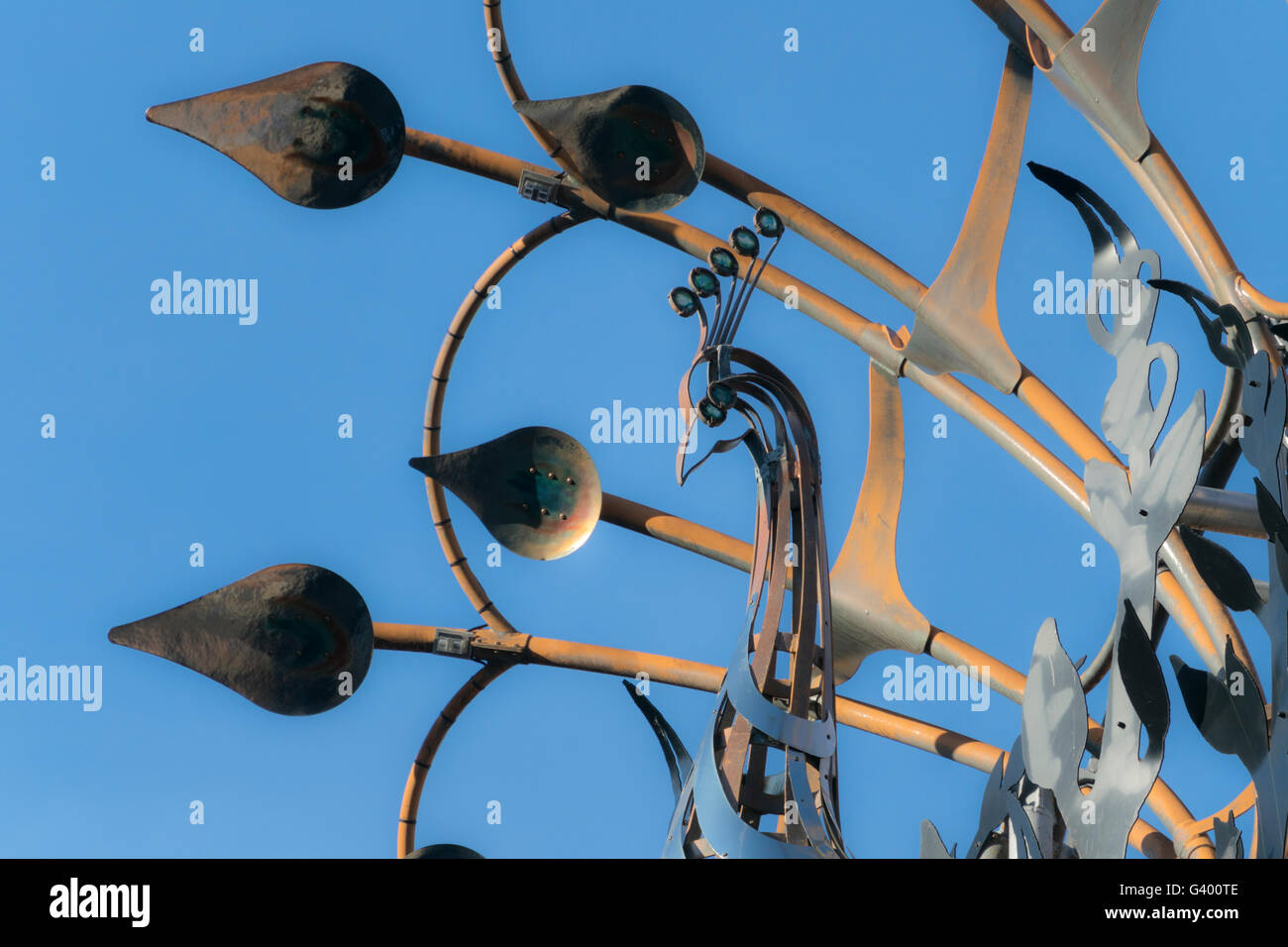 Detail der Pfau-Statue am Princes Square Shopping Mall, Buchanan Street, Glasgow, Schottland, UK, Stockfoto