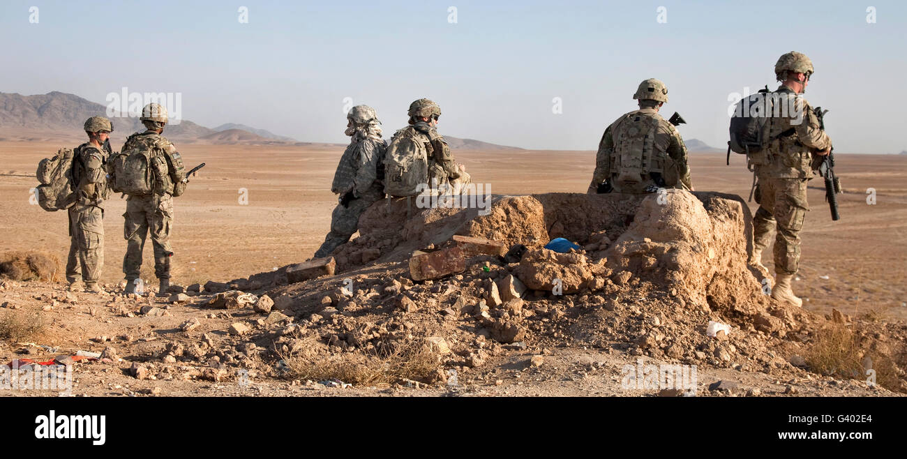 US-Armee Soldaten an einem Kontrollpunkt in Afghanistan. Stockfoto