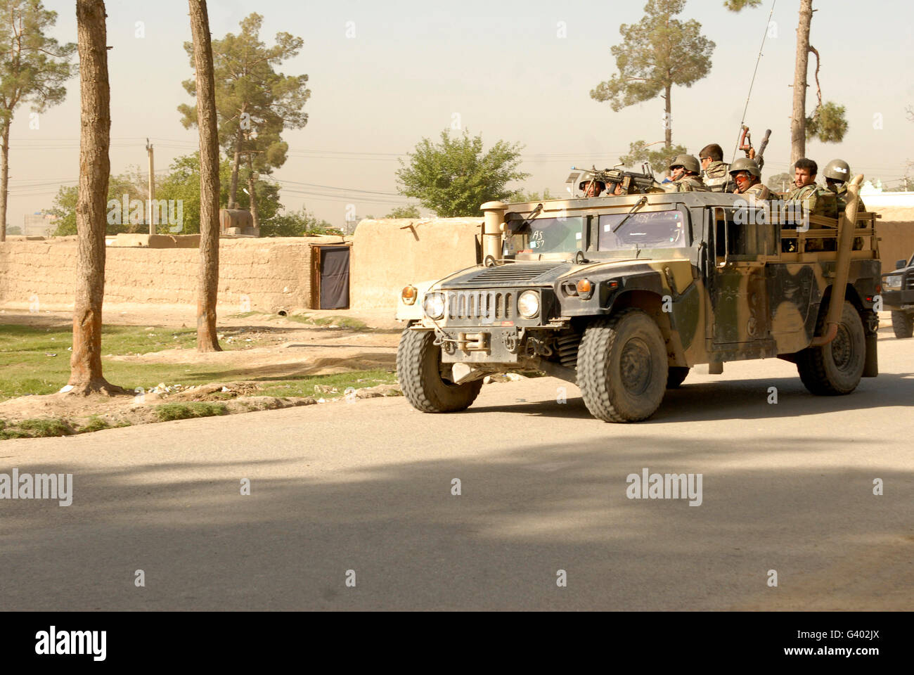 Afghan National Army Soldaten patrouillieren Stadt Kandahar, Afghanistan. Stockfoto