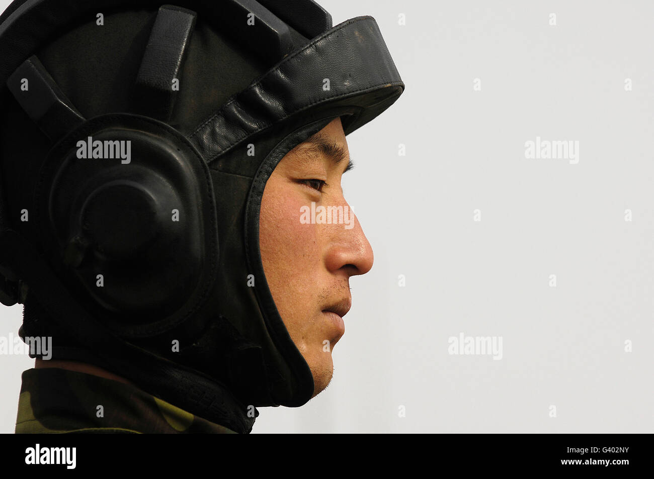 Ein Soldat der chinesischen Tanker mit der Volksbefreiungsarmee. Stockfoto