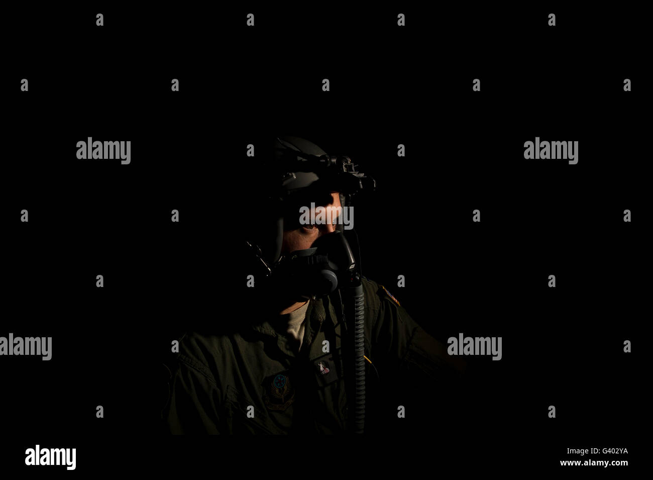 Porträt der US Air Force Pilot mit Sauerstoffmaske Stockfotografie - Alamy
