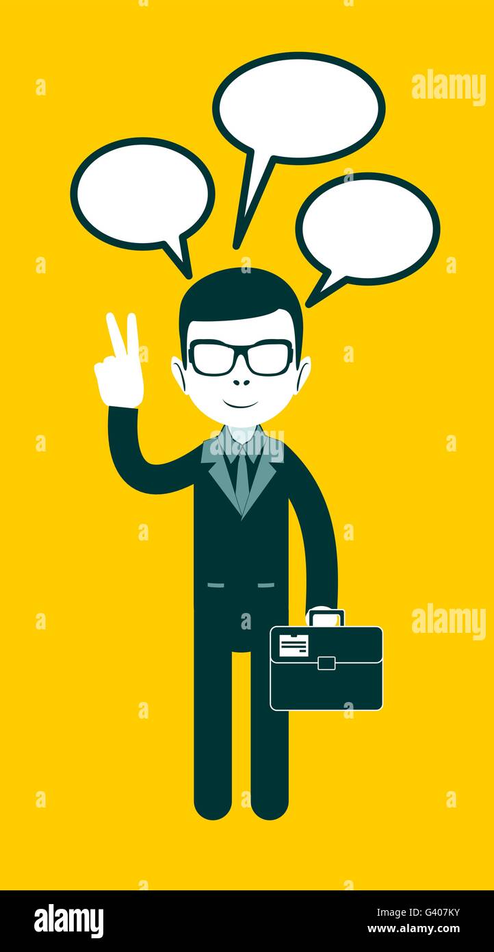 Symbol schwarzer Mann mit Dialog, Vektor-illustration Stock Vektor