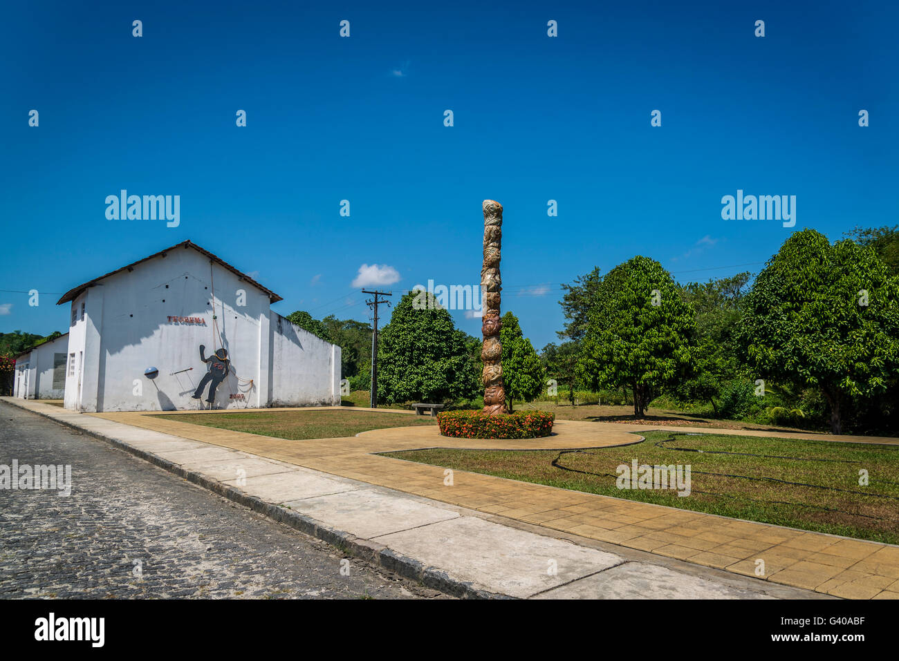 Totem-Umfrage Oficina Ceramica Francisco Brennand, Recife, Pernambuco, Brasilien Stockfoto