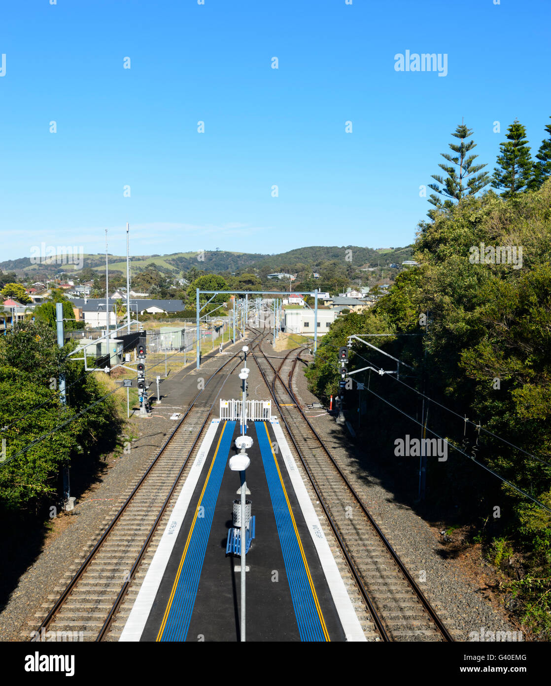Südküste Bahnlinie und Bahnhof, Kiama, Illawarra Küste, New South Wales, NSW, Australien Stockfoto