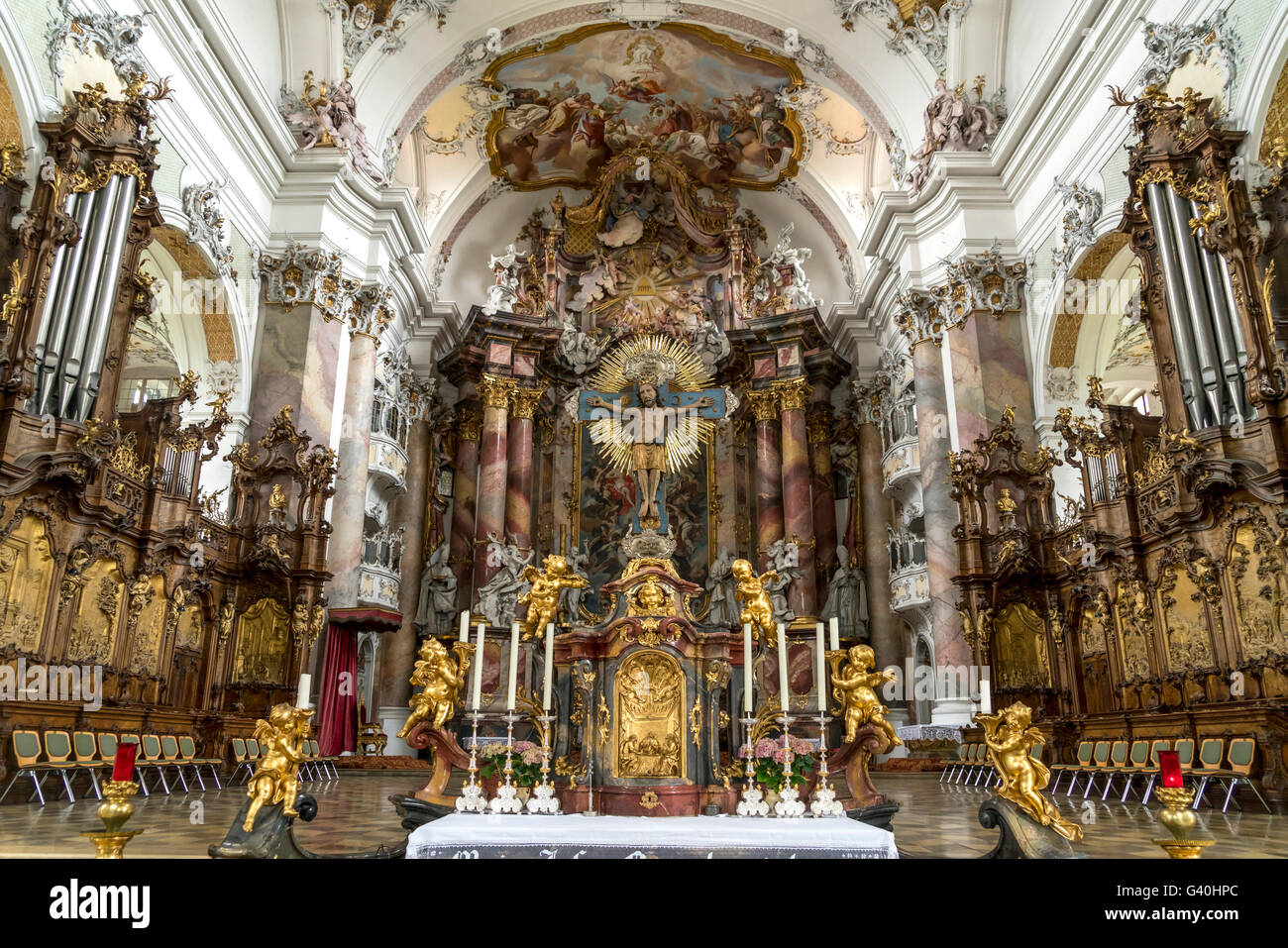 Innenraum der Basilika, Ottobeuren Abbey, Allgäu, Bayern, Deutschland Stockfoto