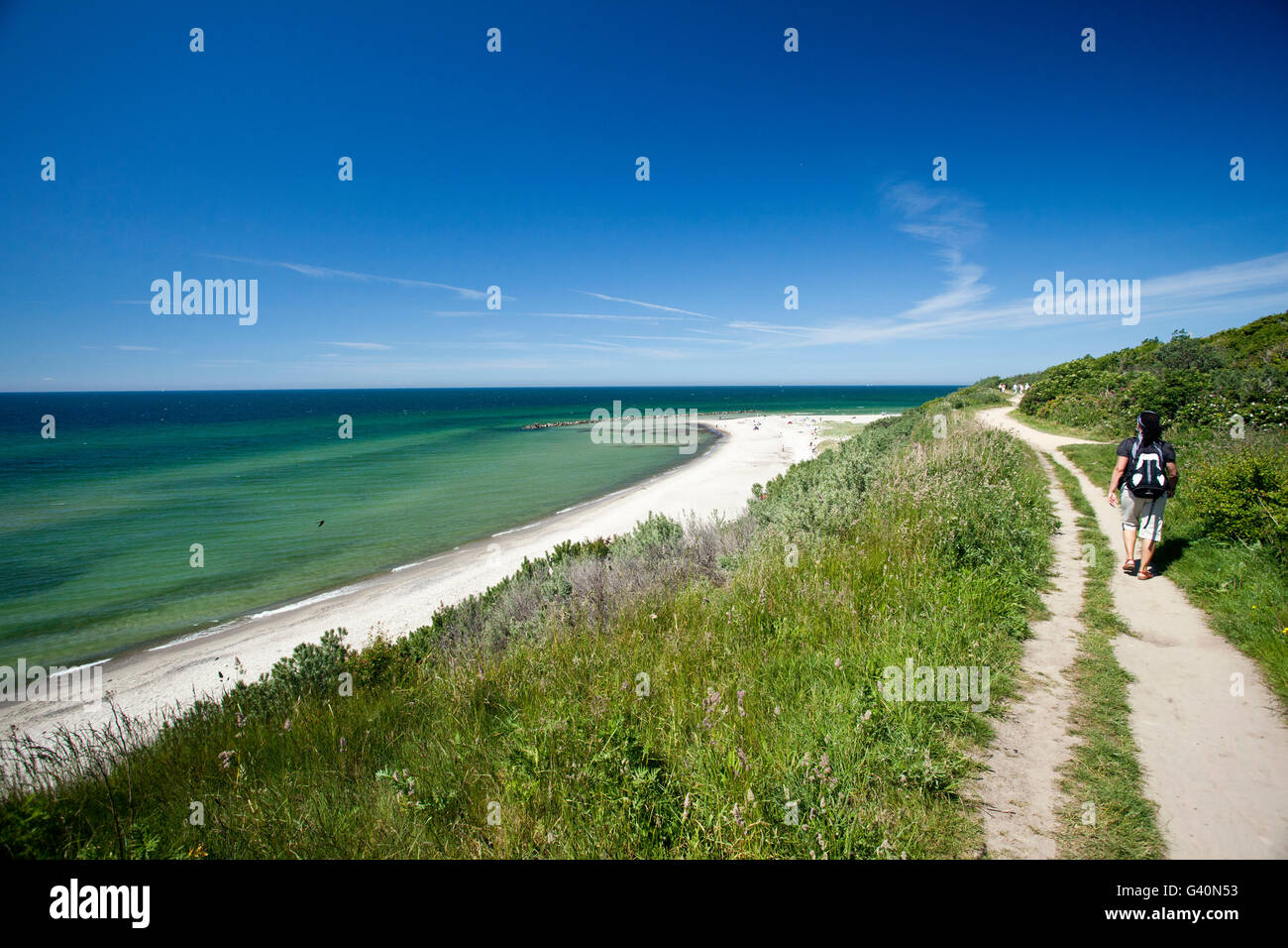 Steilküste Hohes Ufer mit einem Strand zwischen Wustrow und Ahrenshoop, Fischland, Mecklenburg-Vorpommern Stockfoto