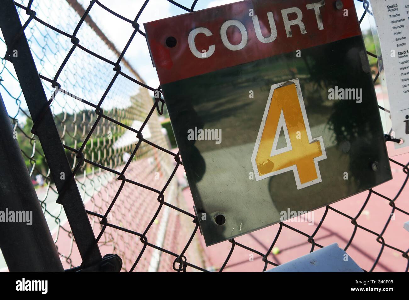 Hautnah auf einem 4, Tennisplatz #4. Stockfoto