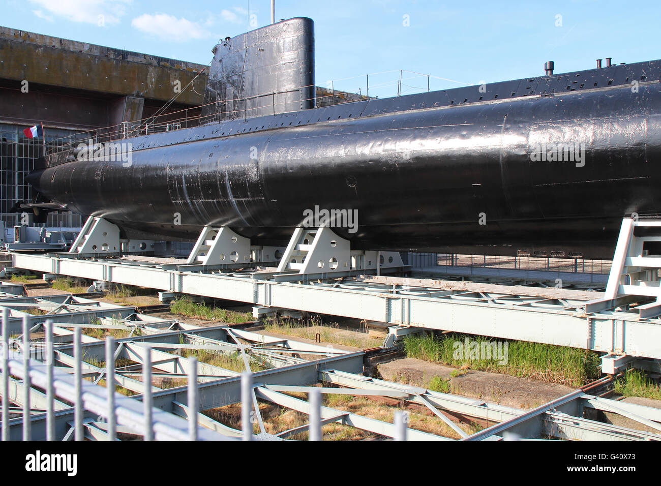 U-Boot in der Marinebasis von Lorient (Frankreich). Stockfoto