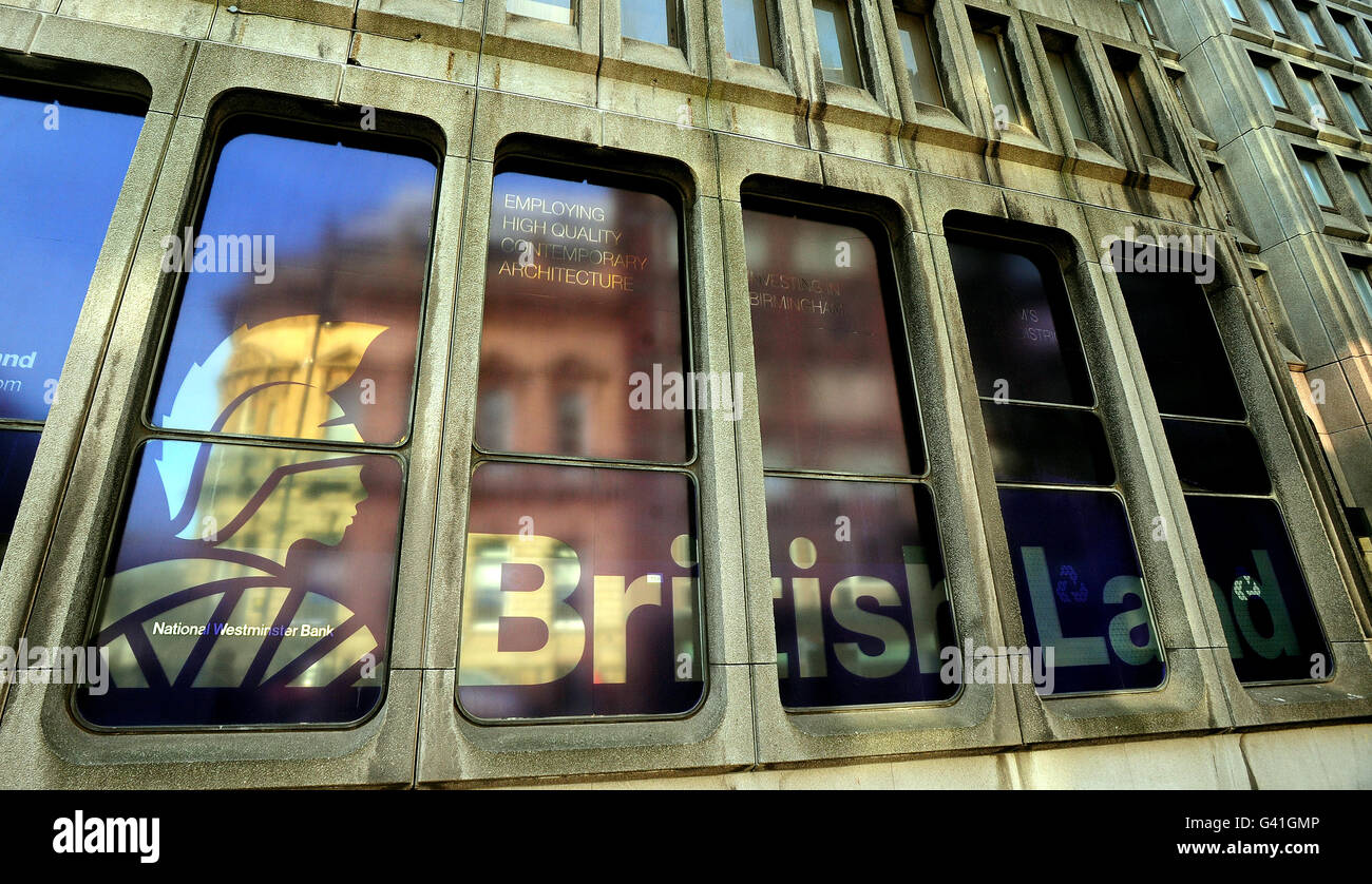 Bürogebäude in Colmore Row, Birmingham, das zum Portfolio von British Land Co gehört. Stockfoto