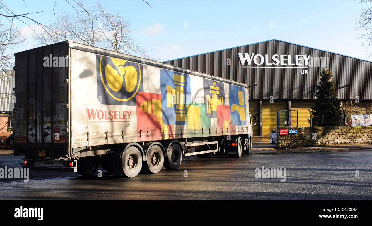 Eine allgemeine Ansicht eines Lagerhauses im Wolseley Center in Ripon, North Yorkshire Stockfoto