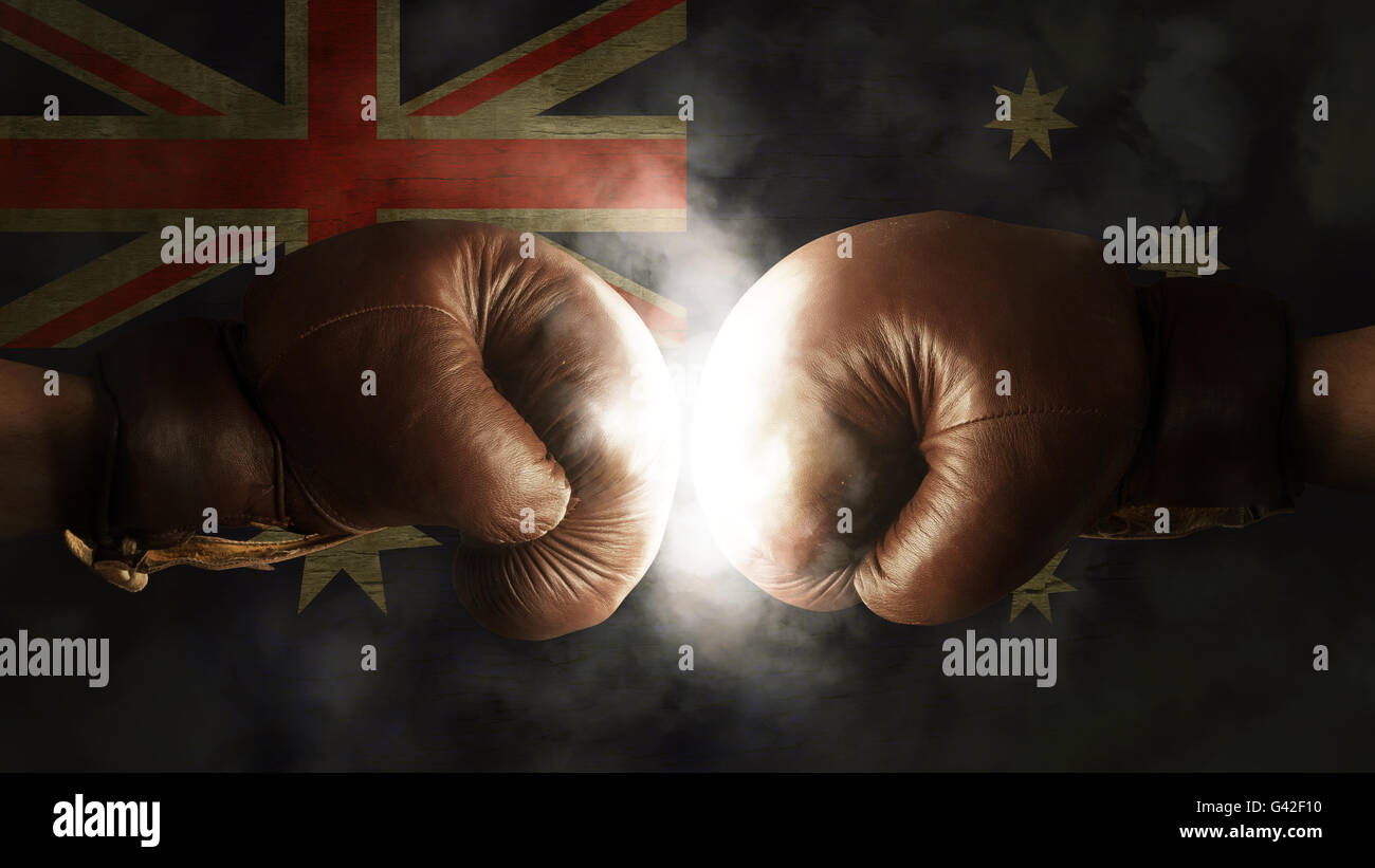 Boxhandschuhe mit der Flagge von Australien Stockfoto
