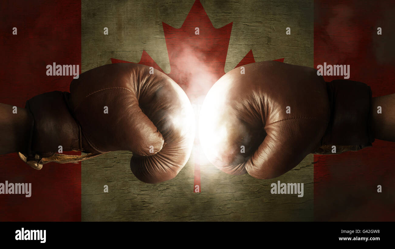 Boxhandschuhe mit der Flagge von Kanada Stockfoto