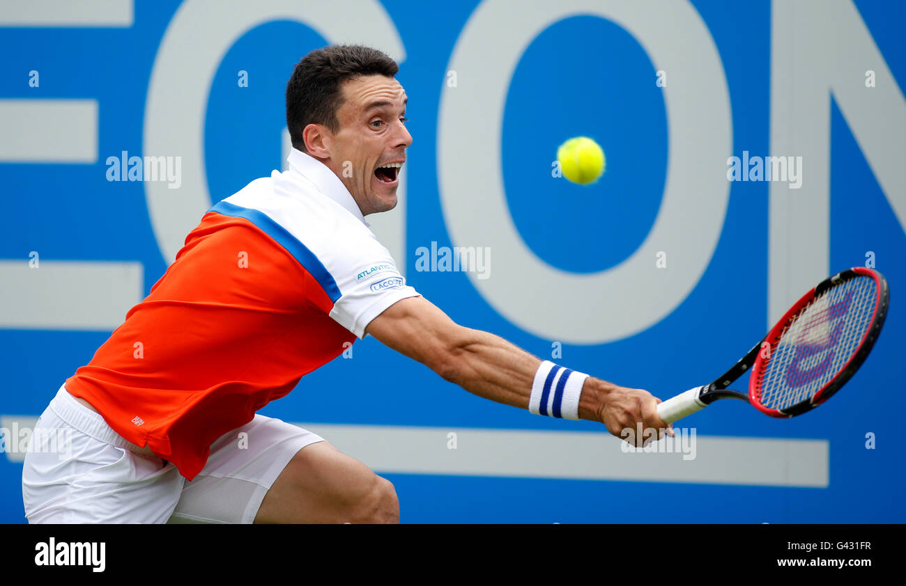 Spaniens Roberto Bautista Agut in Aktion während der fünften Tag der 2016 AEGON Championships im Queen Club, London. Stockfoto