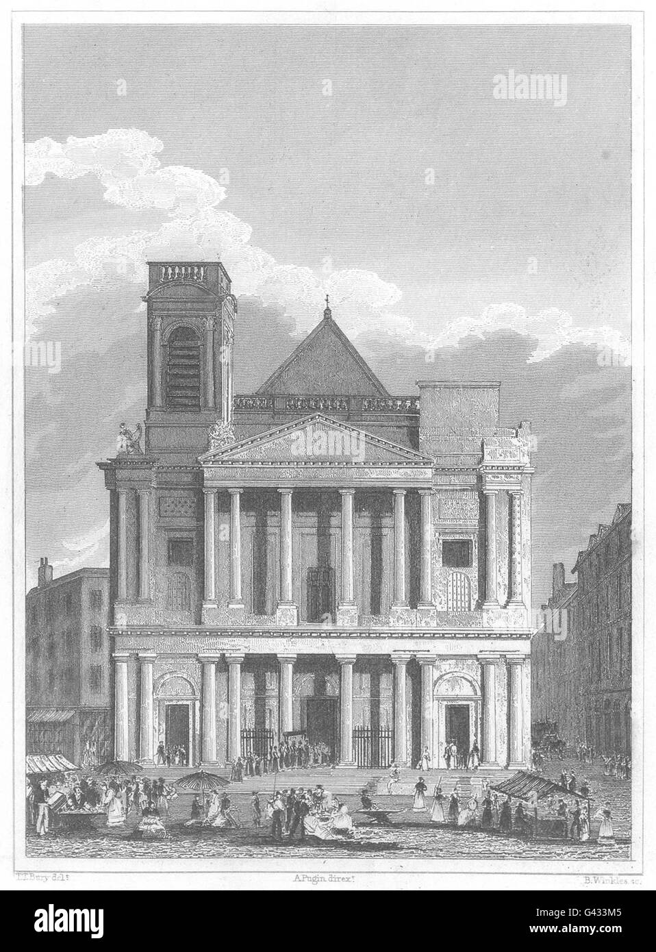 PARIS: Eglise de St. Eustache Vers L'Occident, antique print 1831 Stockfoto