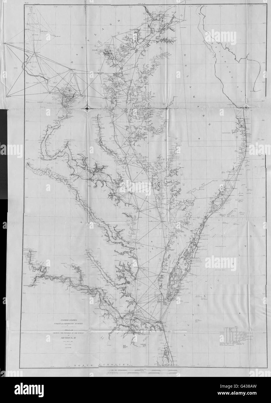 CHESAPEAKE BAY: USCGS Coast Survey Delaware Maryland Virginia. DC, 1881-Karte Stockfoto