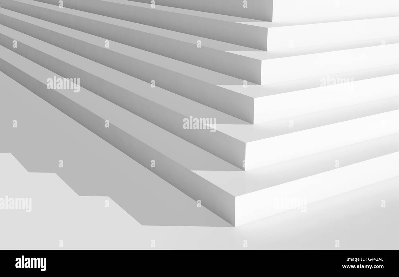 Abstrakte digitale geometrischen Hintergrund, leere weiße Treppe mit Schatten, 3d illustration Stockfoto