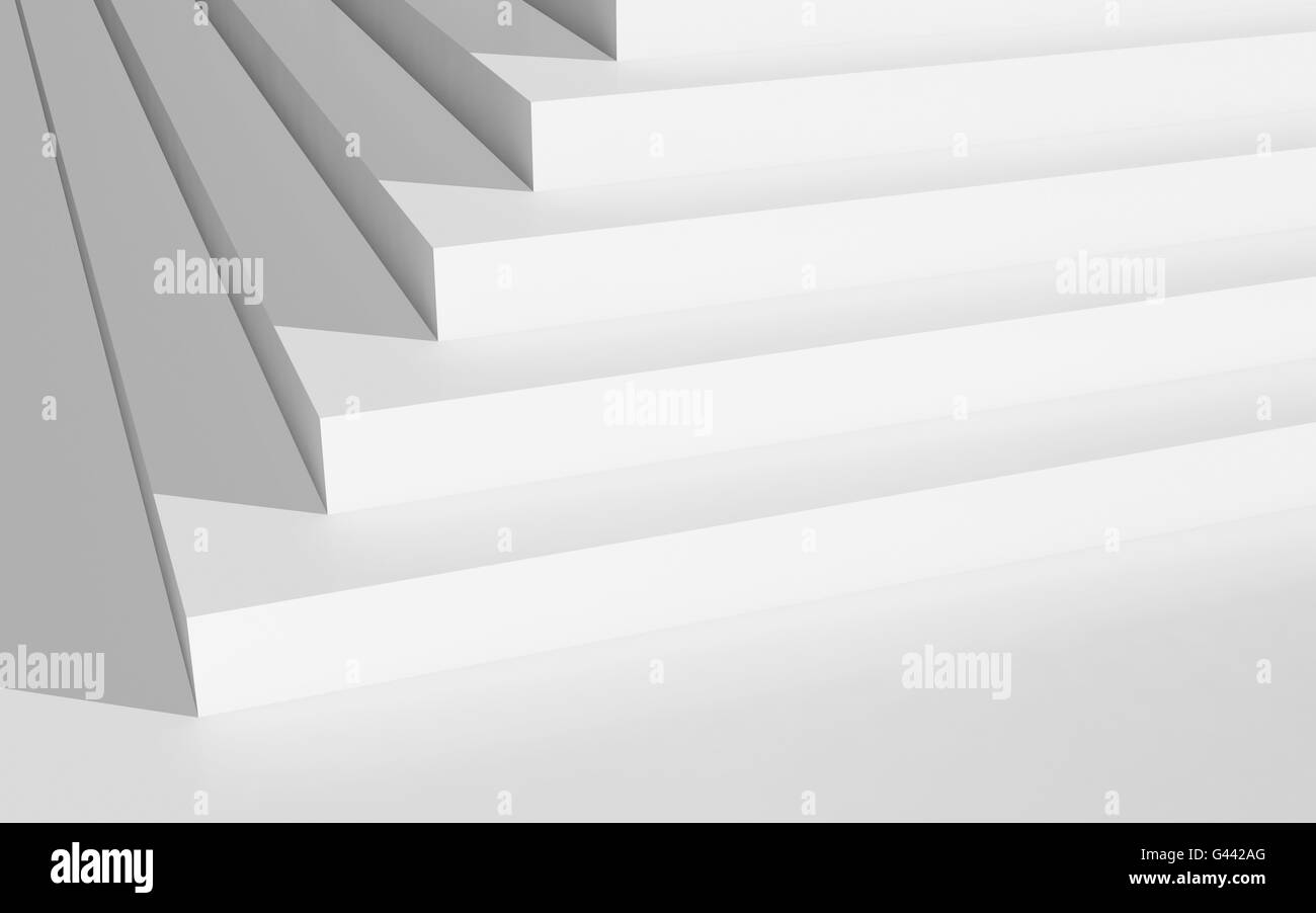 Abstrakte digitale geometrischen Hintergrund, leere weiße Treppe Ecke, 3d illustration Stockfoto