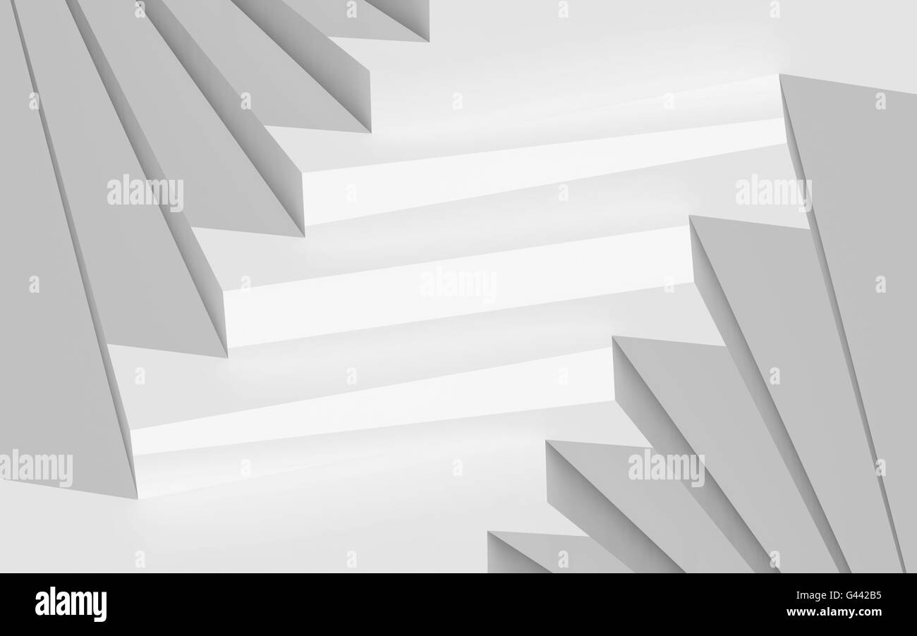 Abstrakte digitale geometrischen Hintergrund, weiße Treppe Montage, 3d illustration Stockfoto