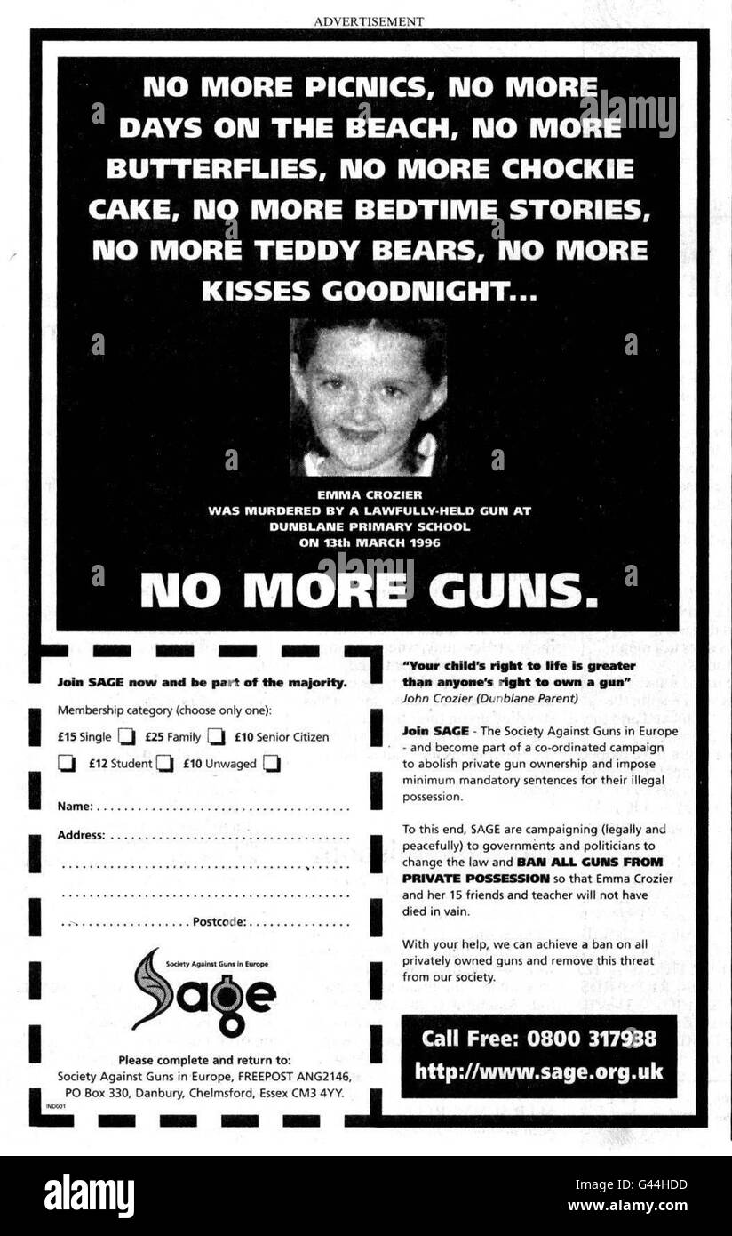 DUNBLANE Werbung Stockfoto