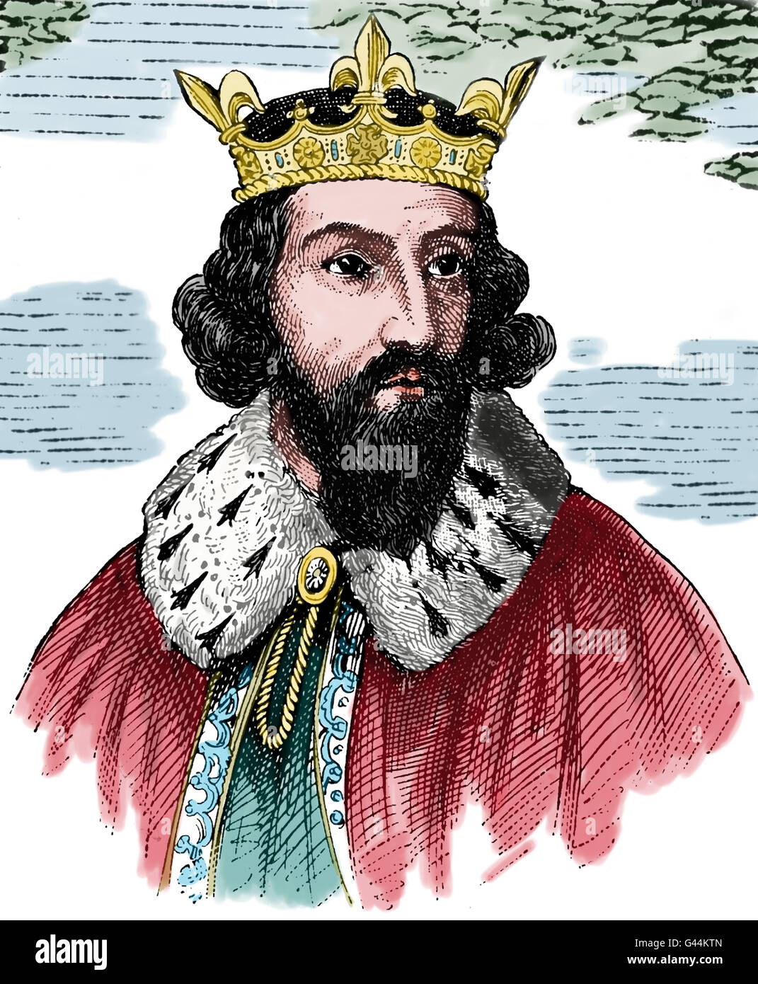 Alfred der große (849-899). König von Wessex von 871-899. Verteidigte sein Königreich gegen die Wikinger. Porträt. Gravur, 19. Jh. Stockfoto