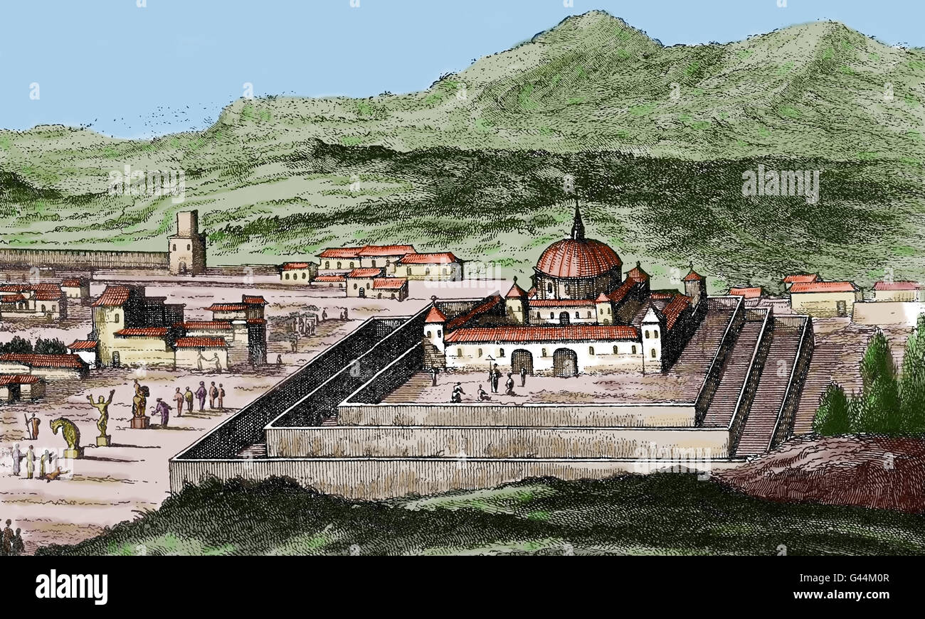 Amerika. Peru. Cusco Stadt. Gravur. des 19. Jahrhunderts. Stockfoto